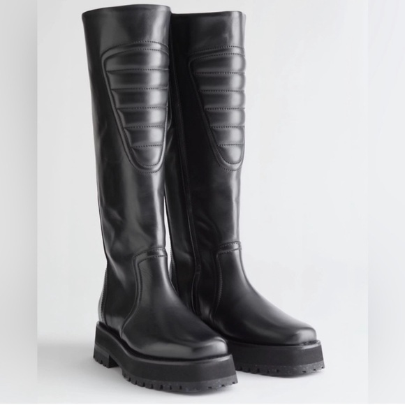 & Other Stories Black Leather Boots - Picture 1 of 6